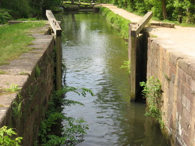 Open gate at Lock #19 looking toward Lock #18