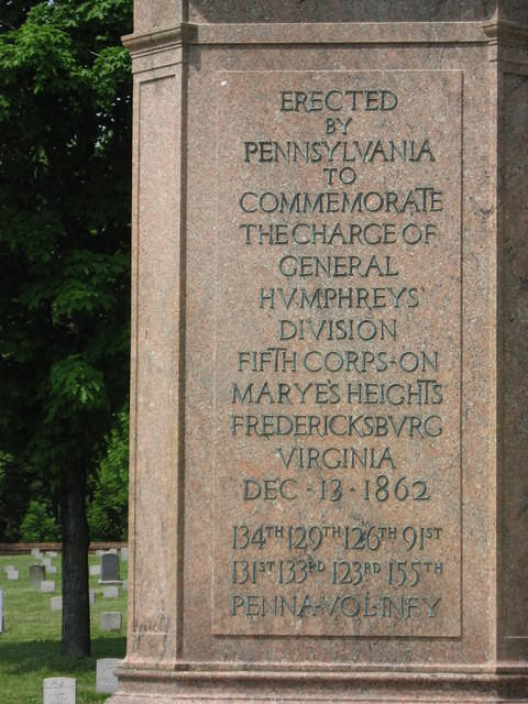 Base of Pennsylvania monument on Marye's Heights (Now National Cemetery)