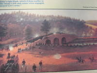 Painting of Burnsides Bridge during the battle.  Small tree in the center is still there today.