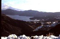 Town, lake and Mt. Fuji