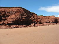 Red sandstone cliffs at Penderosa Beach